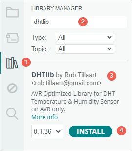 Установка библиотеки DHTlib в Arduino IDE