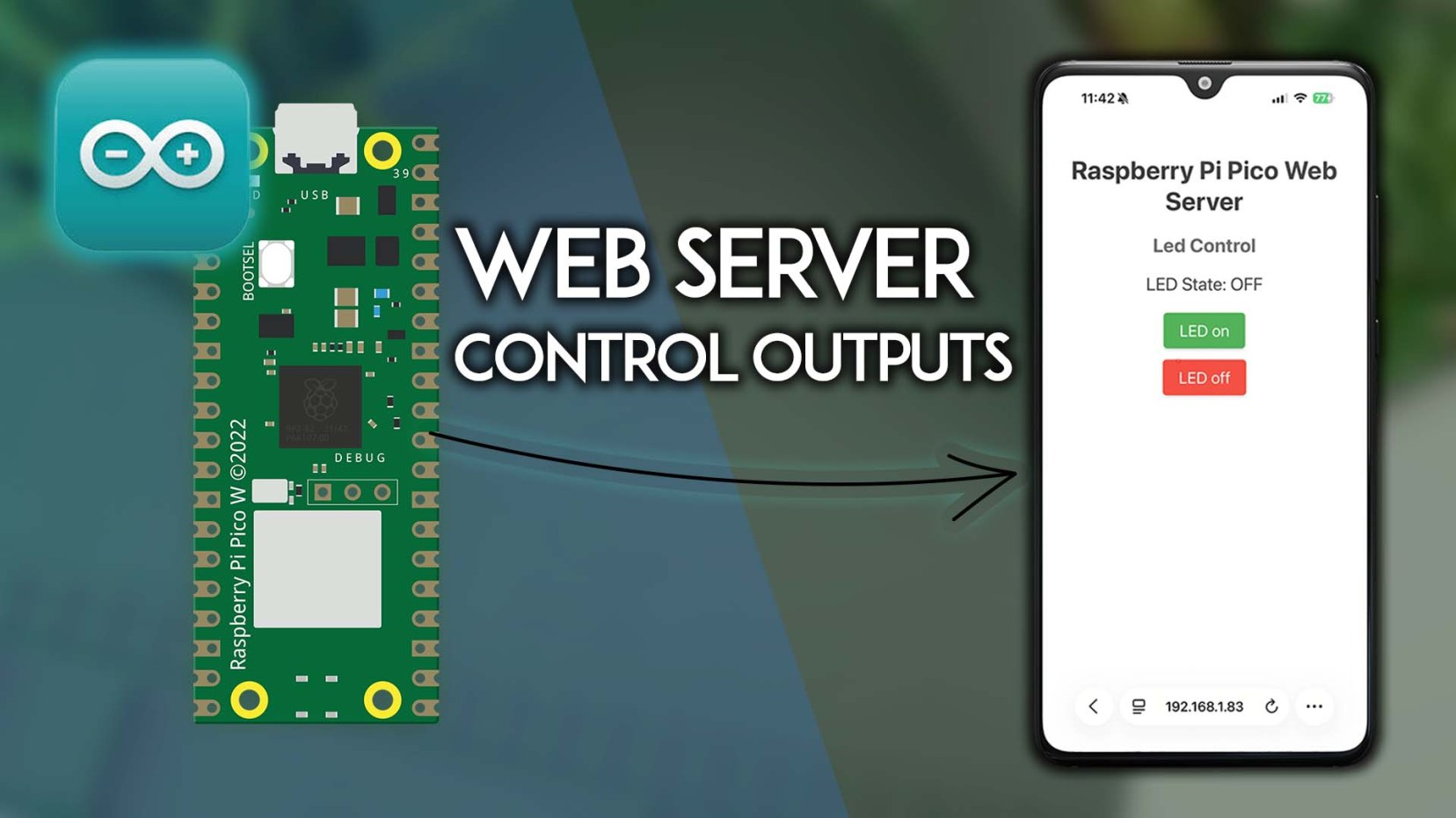 Cover Image Raspberry Pi Pico: веб-сервер для управления выходами (Arduino IDE)